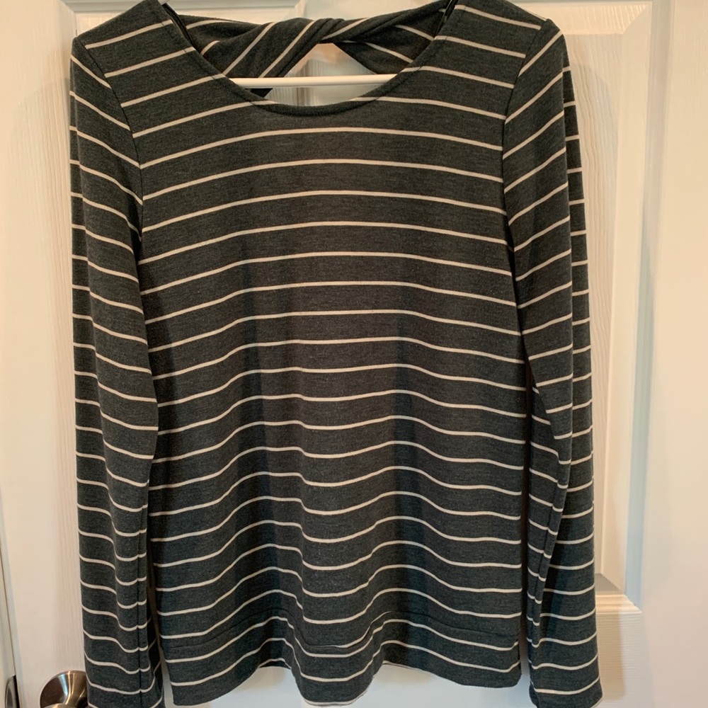 Pink Clover Striped Long Sleeve Tee - Black and White